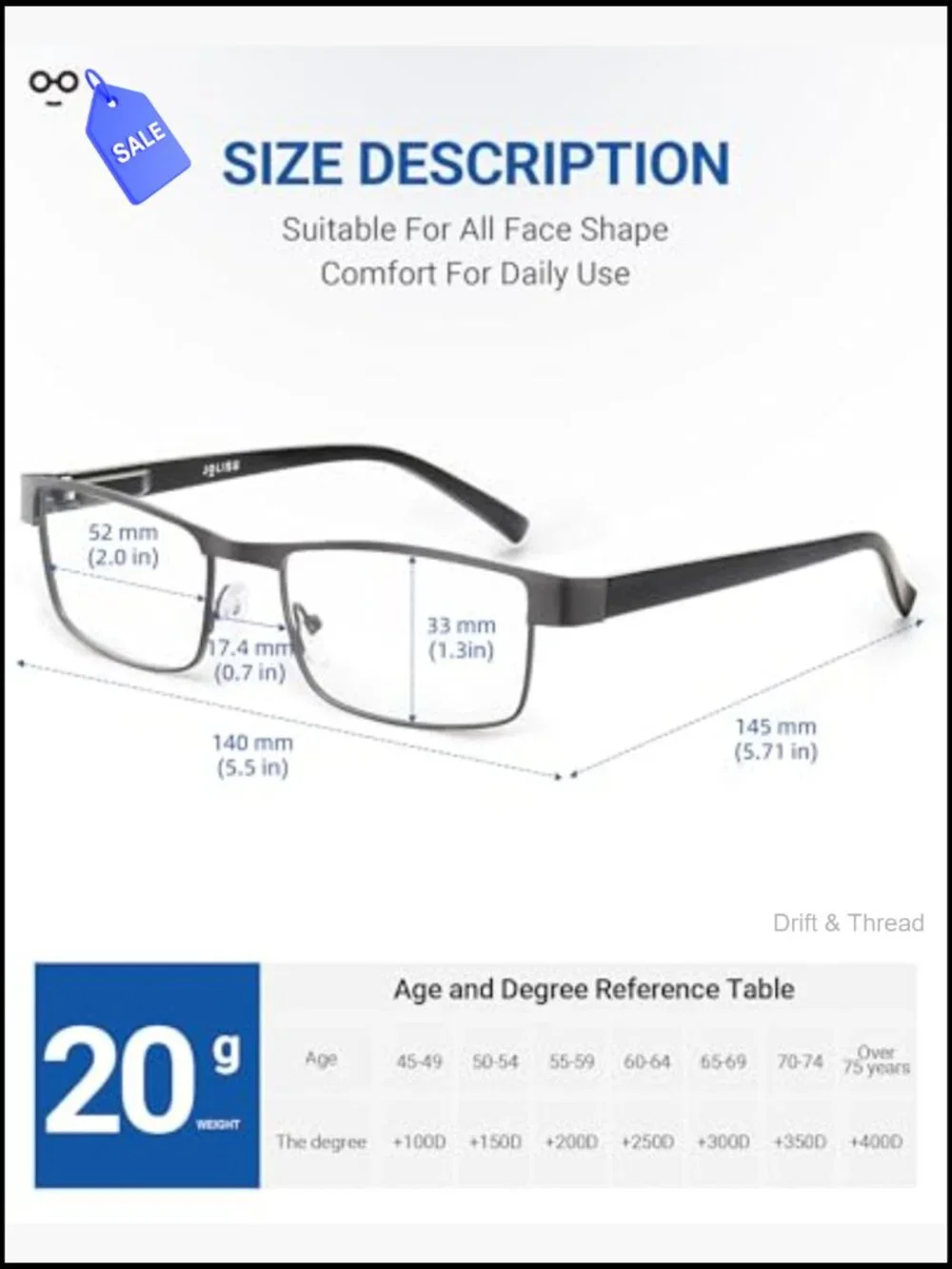 5 Pair Metal Thin Frame Blue Light Blocking Reading Glasses Reading